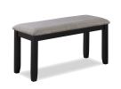 6-Pc Dinette Light Gray Finish Rectangular Table Upholstered Chairs Bench Dining Room Wooden Dining Set Furniture Transitional Contemporary Style