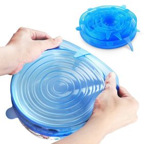 Silicone Fresh-keeping Cover Universal Bowl Cover Sealed Transparent Cover Household Fresh-keeping 6-piece Microwave Oven Cover Plastic Wrap (Option: 12PC blue)