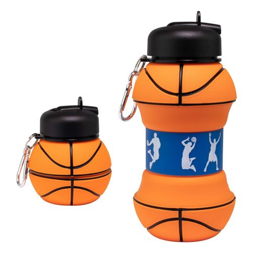 Sports Water Bottle, Silicone Collapsible Spherical Drinking Mug, Leak-proof Squeezable Shockproof, Basketball Soccer Baseball Billiards Volleyball Go