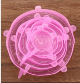Silicone Fresh-keeping Cover Universal Bowl Cover Sealed Transparent Cover Household Fresh-keeping 6-piece Microwave Oven Cover Plastic Wrap (Option: 12PC pink)